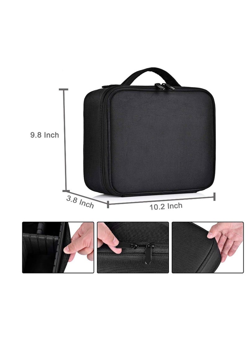 Travel Cosmetic Case, Cosmetic Case Organizer, Portable Artist Cosmetic Bag with Adjustable Dividers for Cosmetics, Makeup Brushes, Toiletries, Jewelry, Digital Accessories - Black - Image 3
